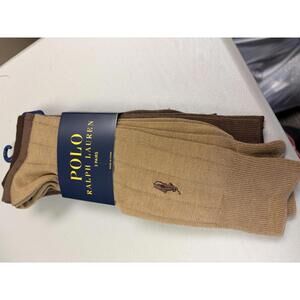 Polo Ralph Lauren Men's 3 Pairs Dress Socks Brown and Tan